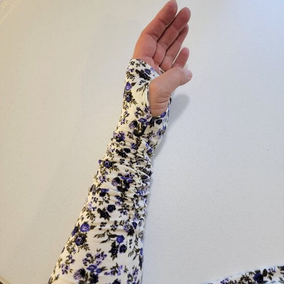 Free People Intimately Free Kaya Print Cutout Bodysuit Blue Micro Floral Fairy - Picture 8 of 13